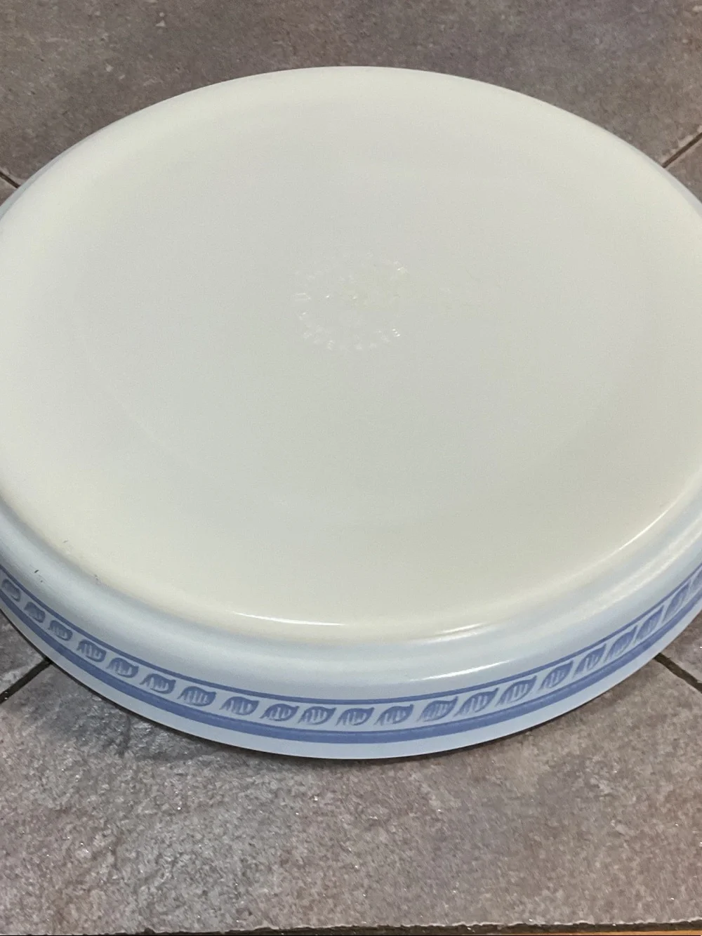 Pyrex White Baking Dish with Light Blue Leaf Border